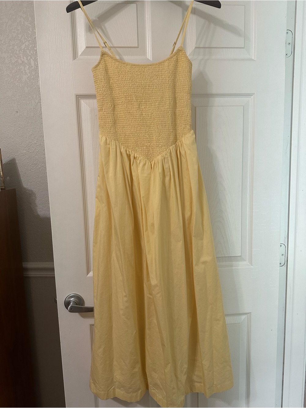 Abercrombie & Fitch Yellow Smocked Midi Sundress